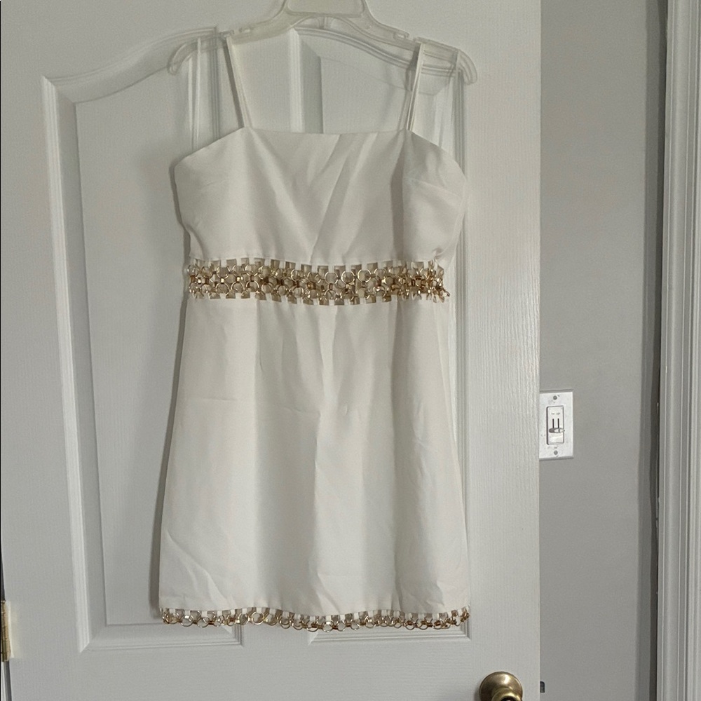 Francesca's Collections White Dress with Gold Accents